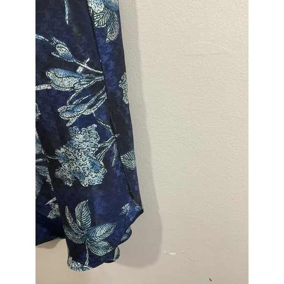 Vintage Womens Floral Slip Mini Dress Size Small/Medium Blue 90s Slit Party - Picture 4 of 5
